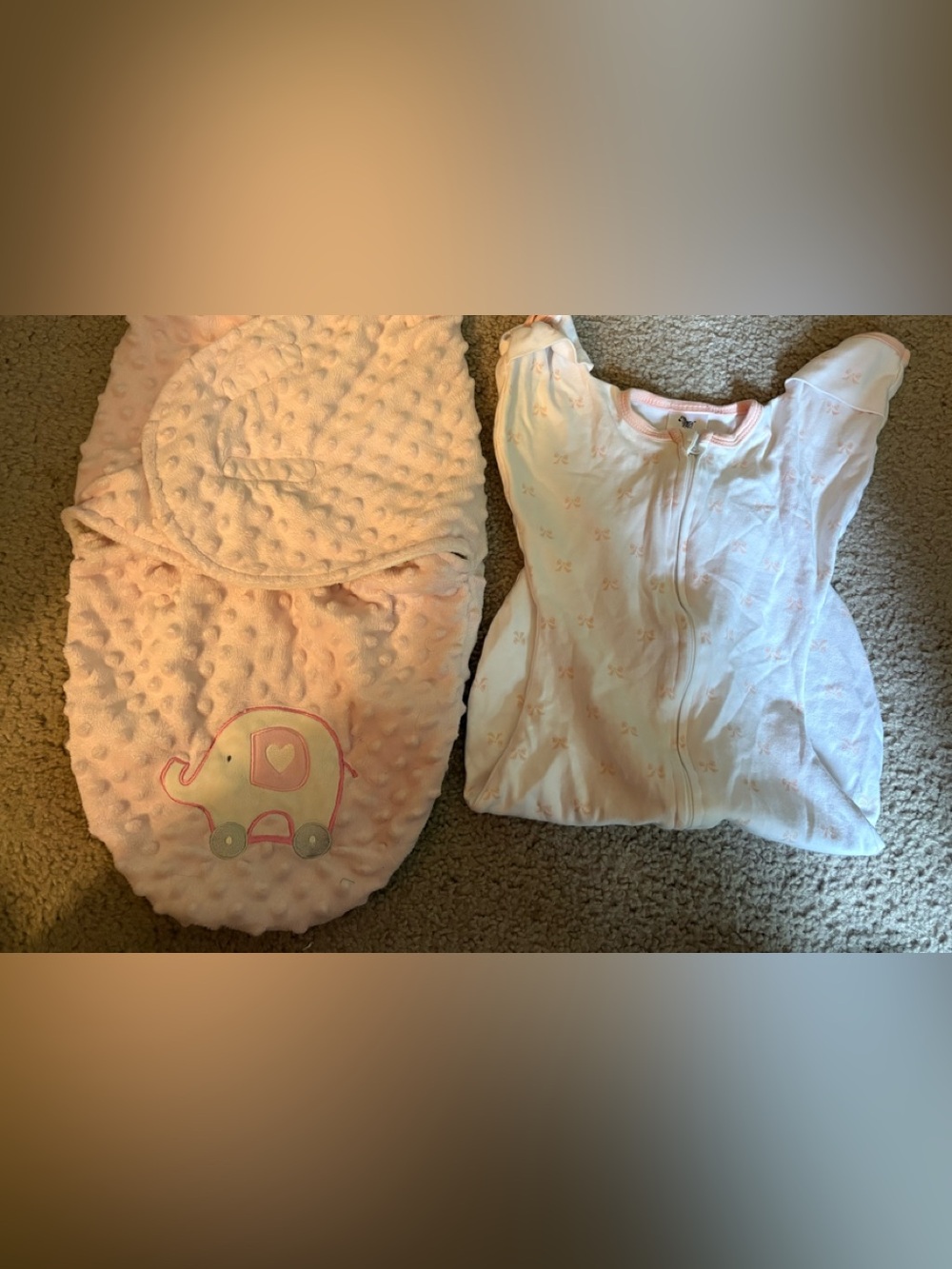 Pink Baby Sleep Sack and Sleeper Set - Soft Bow Print